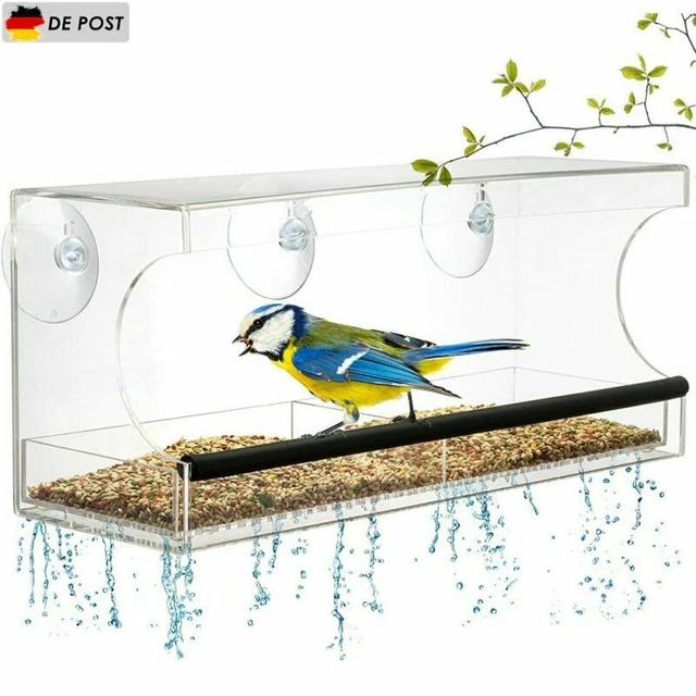 Fenster Vogelfutterspender Futterhäuschen Vogelfutterstation Vogelhaus 30x14cm
