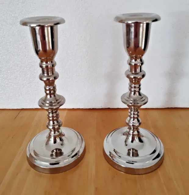 2x Chrom Silber Stil Metall Esstisch Säule Leuchter Kerzenhalter Paar