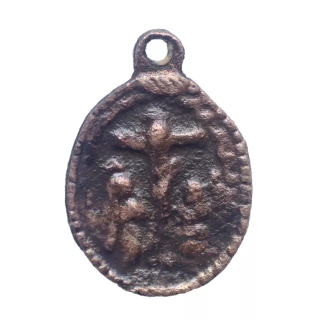 Antigua Medalla Jesús Crucificado Y Cruz Malta  S.xvii-Xviii