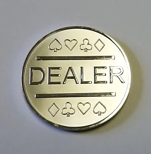 Silver Plated Metal Dealer Button for Poker Games Such as Texas Hold'em