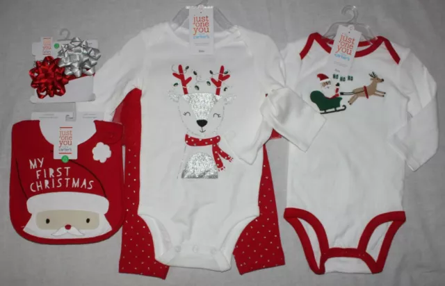 Just One You Carters Christmas Outfit Girl size 6 months Shirt Leggings Tutu Bow