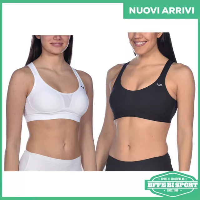 Reggiseno sportivo Arena Hera donna top sportivo palestra corsa bianco e nero