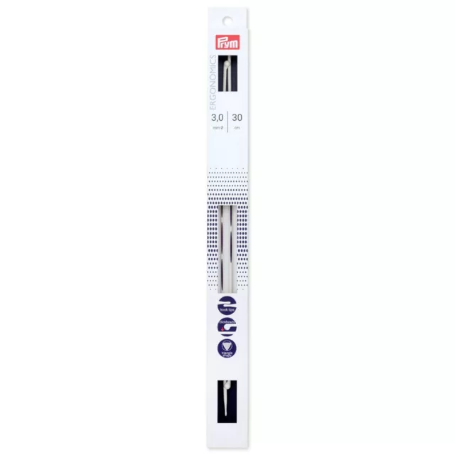 Prym single pointed ergonomic 30cm knitting needles pins Choose from 3mm - 10mm.