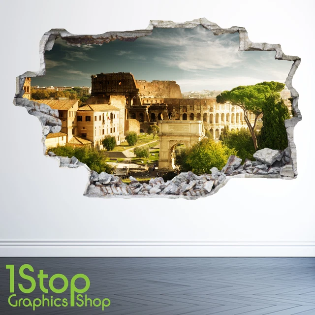 Rome Wall Sticker 3D Look - Bedroom Lounge Colosseum City  Wall Decal Z30