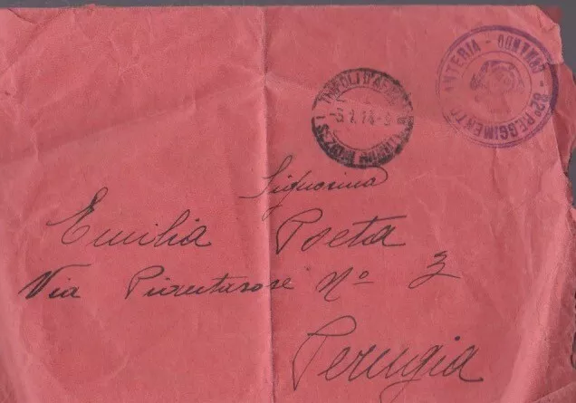 intero postale colonie 82-REGGIMENTO FANTERIA COMANDO PERUGIA tripoli