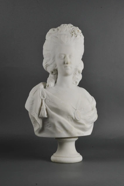 Buste De Marie-Antoinette En Marbre De Carrare d Après Jean-antoine Houdon