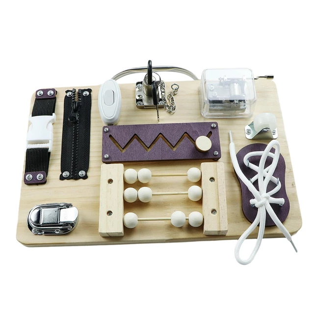 WOOD BUSY BOARD for 1+ Year Old Teaching Aids Boys Girls Ages 1-4 ...