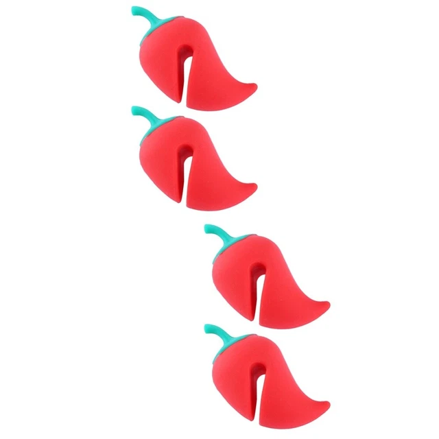 2 juegos de 2 soportes de tapa resistentes al calor en forma de pimienta a prueba de derrames (rojo)