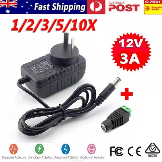 AC240V - DC 12V 3A Power Supply Adapter Charger for LED Strip Lights CCTV Camera