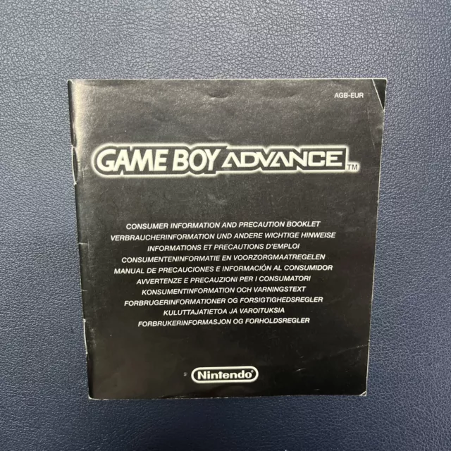 Gameboy Advance Verbraucherinformation Nintendo Wichtige Hinweise AGB-EUR