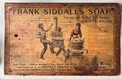 FRANK SIDDALLS SOAP ANTIQUE WOOD ADVRT w/ PAPER LABEL  ON WOOD PHILADELPIA
