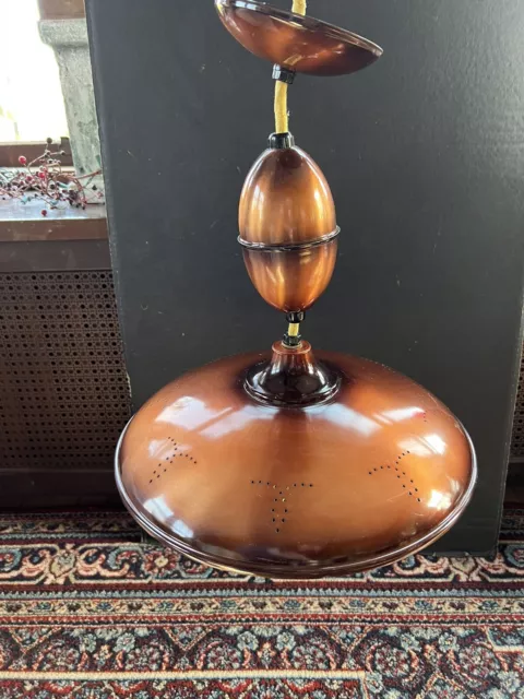 Vintage MCM  Atomic PULL-DOWN RETRACTABLE CEILING LIGHT FIXTURE flying saucer