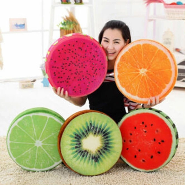 Plush Pillow for Garden Chair Round Fruit Shape Comfortable and Cozy