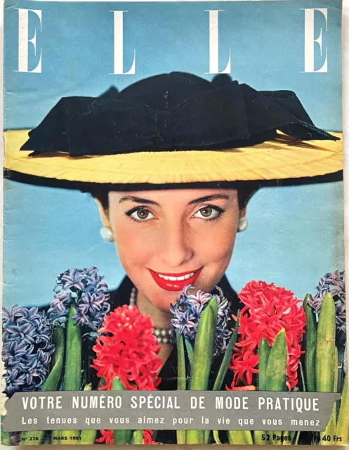 ELLE n° 276 du 1 Mars 1951 ancienne revue de mode couture Magazine Vintage