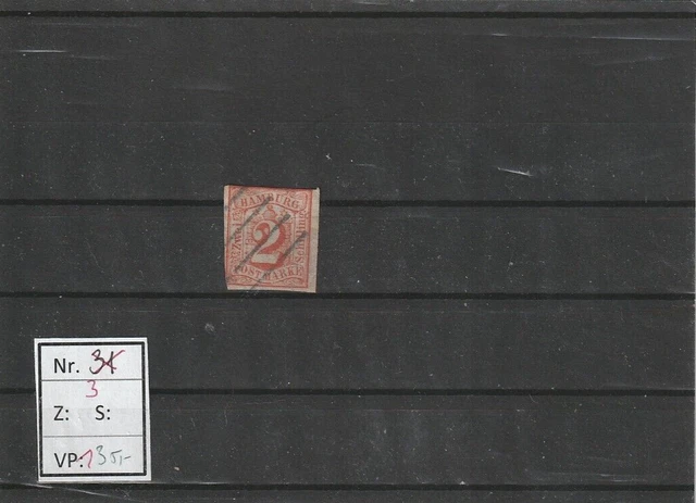 Briefmarken Altdeutschland Hamburg  Mi 3