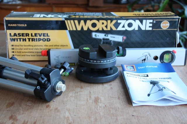 WORKZONE LASER LEVEL with Tripod DIY Battery with Dot and Line adapter ...