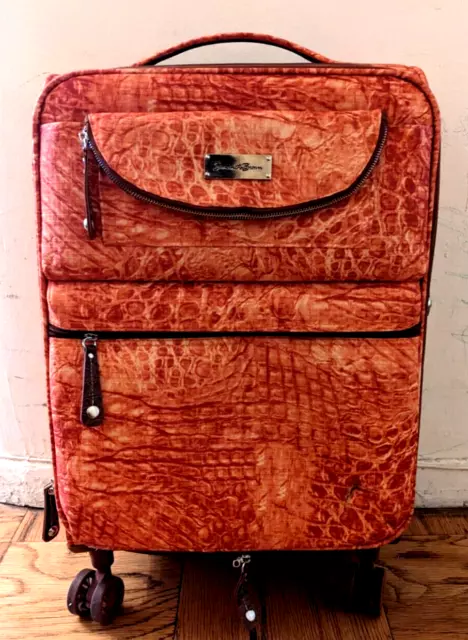 Samantha Brown Carry On Travel Luggage Orange Print 22x14x8