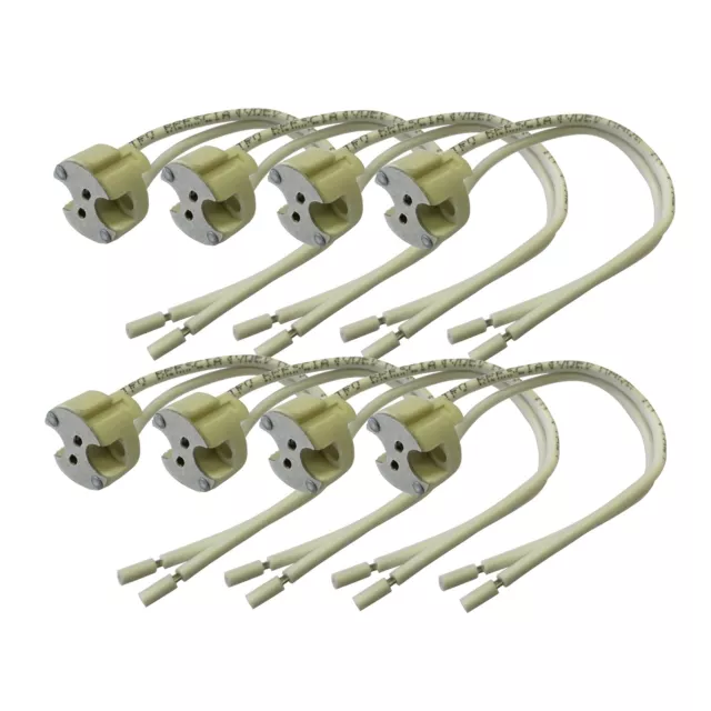 8 x G6.35 GX5.3 Bi Pin Ceramic Halogen Lamp Holder Up To 24v 250w Light Bulb