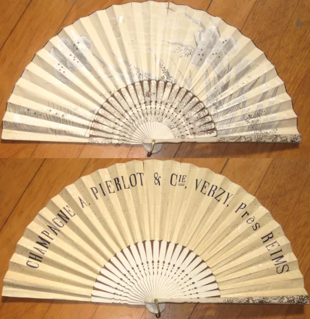 'Champagne A. Pierlot & Cie., Verzy, Pres Reims' 1930s French Advertising Fan