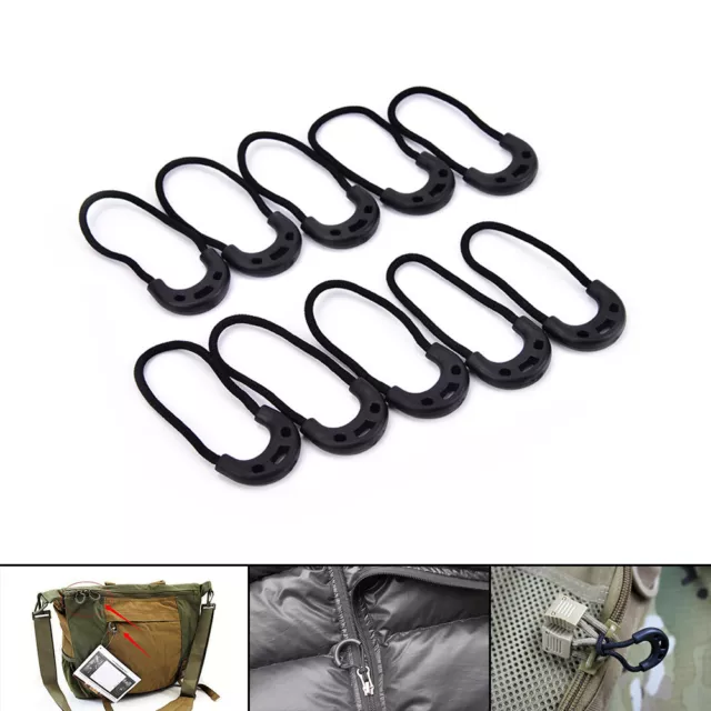 10X EDC Black Zip Zipper Pulls Cord Rope For Outdoor Travel Clothing Backpack:MF