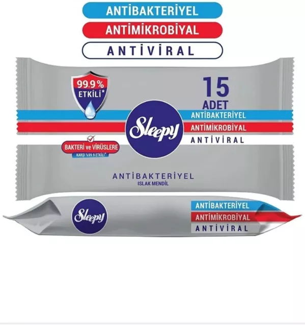 Sleepy Antibakterielle Handtücher Reinigung 15x3erPack x 15 insgesamt 675 Tücher