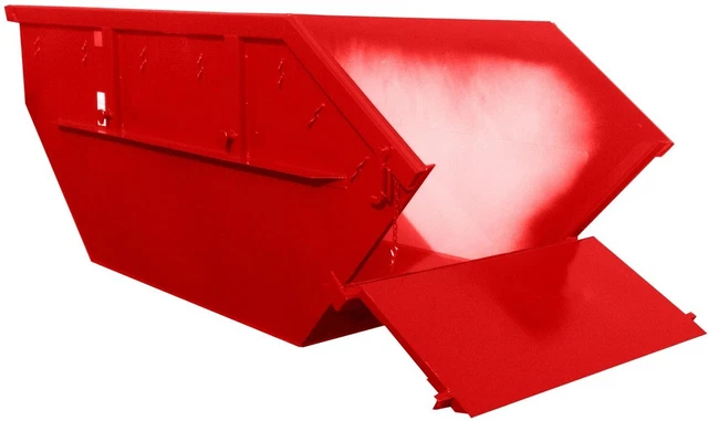 Absetzmulden, Absetzcontainer, 7 cbm asymmetrisch offen mit Klappe, grundiert