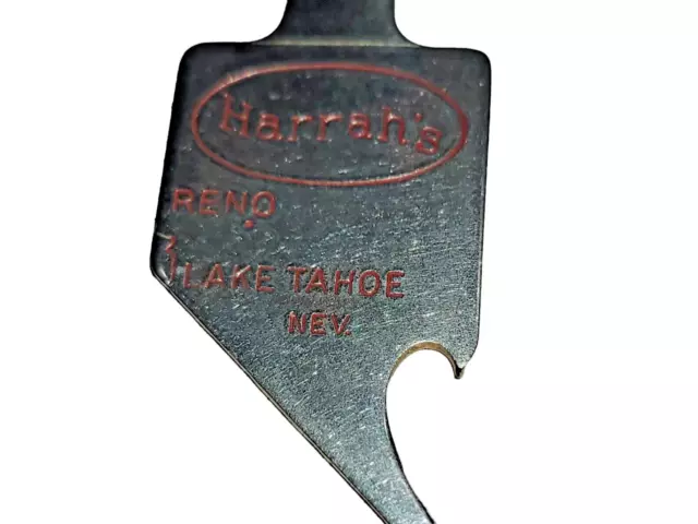 Vintage Harrah's Reno Lake Tahoe Hotel Casino Metal Keychain Bottle Opener 3