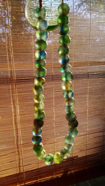 Frosted Sea Glass Beads Necklace Qty. 37 Super Jumbo Green Blue Yellow Brown