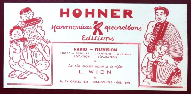 Buvard - Hohner - Wion Gennevilliers (92) Harmonicas Accordéons Radio Télévision