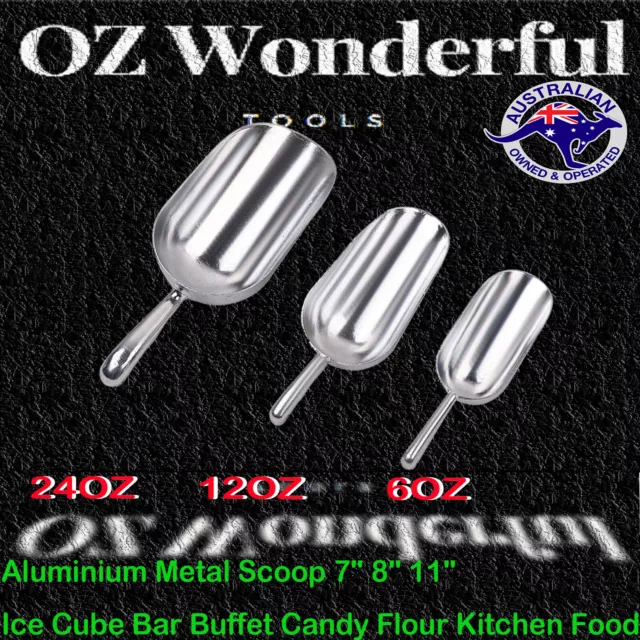 Aluminium Metal Scoop 7" 8" or 11" Ice Cube Bar Buffet Candy Flour Kitchen Food