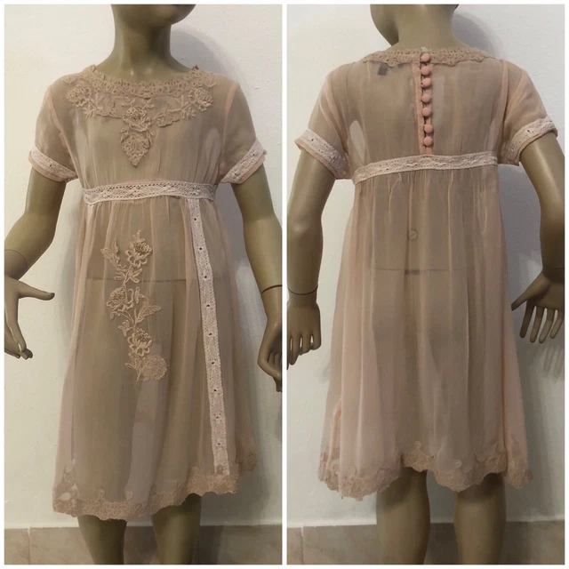 TWIN SET SIMONA BARBIERI Vestito abito bambina rosa ricamato pizzo Tg 6 Anni