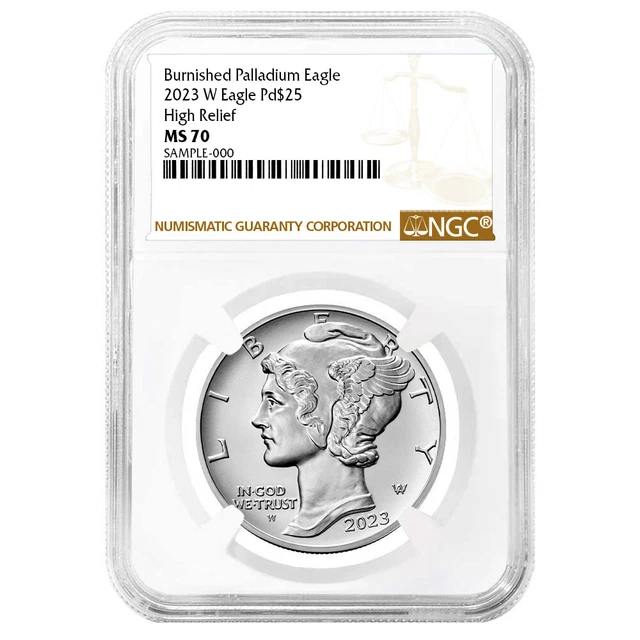 2023-W Burnished $25 American Palladium Eagle NGC MS70 Brown Label