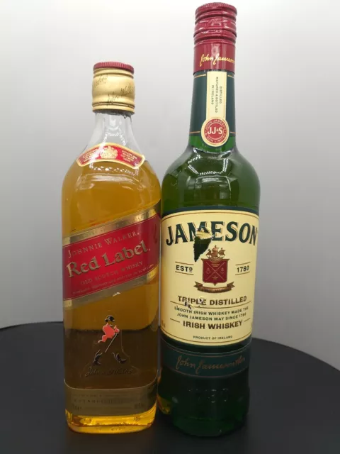 Johnnie Walker Red Label Whisky 40% und Jameson Irish Whiskey 40% Alkohol