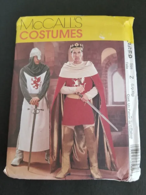 Men's Camelot Costumes McCall's #3658 Pattern SZ Z L-XL Medieval NEW UNCUT