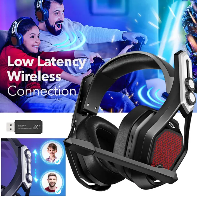 Mpow USB Wireless Gaming Headset PC 3.5mm Over-Ear Headphone Surround Sound Mic