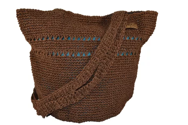 Billabong DIXON Brown Knit Blue Paper Straw Casual Women's Shoulder Purse