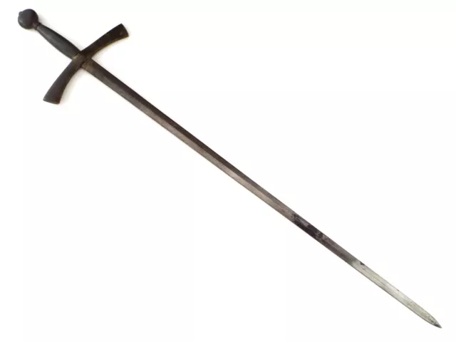 Antique Medieval German or English Knight Broad Sword Rapier, Maker Marked Blade