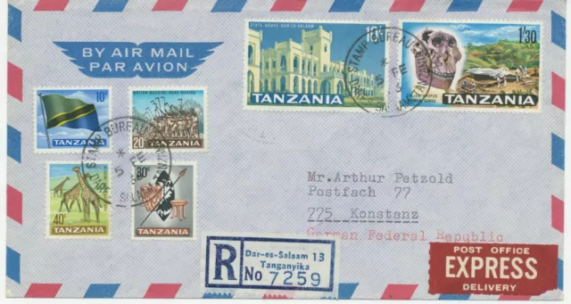 TANZANIA 1966 First Definitives 10C, 20C, 30C, 40C, 1Sh30C and 10 Sh R-EXPRESS-