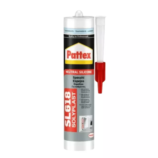 Silicone Neutre & Adhésif pour Miroirs Pattex Pro SL618 Transparent 300ml