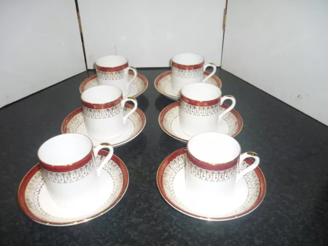 Vintage Royal Grafton Red Majestic 6x Coffee cups and saucers