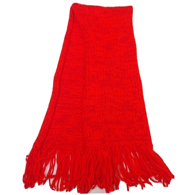 Vintage Youth Handmade Red Two Toned Acrylic Scarf Fringe Kid Toddler