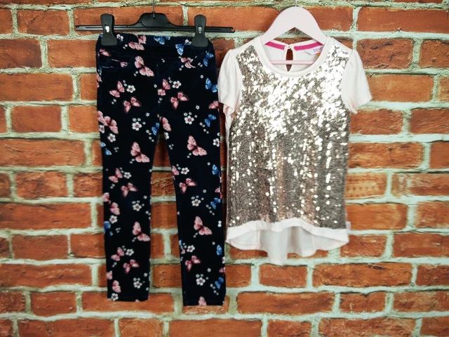 Girls Bundle Age 4-5 Years Ted Baker H&M Cord Trousers Sequin T-Shirt Top 110Cm