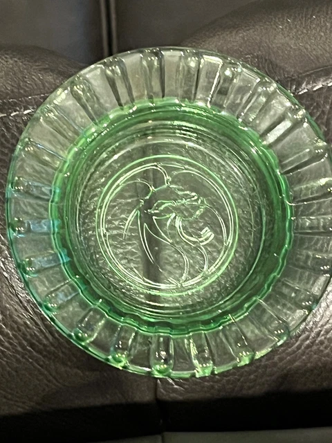 Vintage MGM Las Vegas Casino Ashtray- MGM Lion Logo On It.  Green Glass