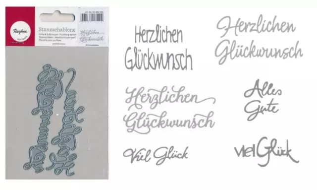 Stanzschablone Texte Wörter, Herzlichen Glückwunsch Viel Glück, Rayher