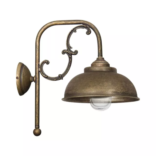 Außenleuchte Wandlampe aus Messing Bronze Antik Glas Massiv E27 bis 70W IP44