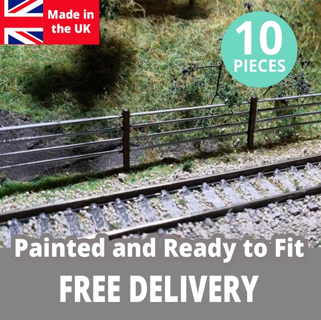 Fencing Railings OO HO New 10 Pack Wood Gauge 1:76 Scale Models Train - Foto 3