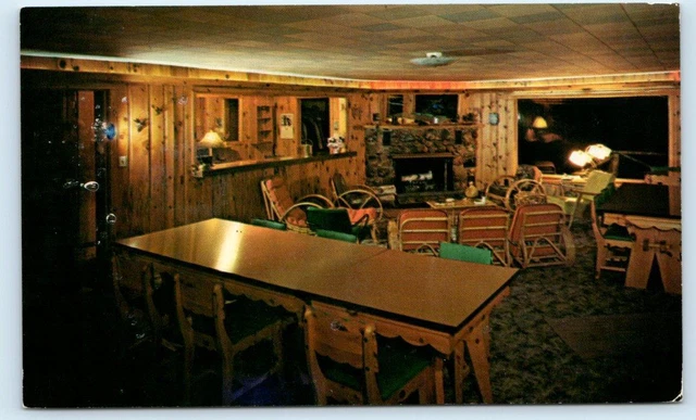 IRON MOUNTAIN, MI Michigan ~ Roadside AEROTEL LODGE Cowboy Lake c1950s Postcard