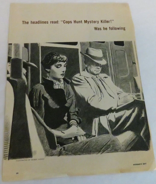 George Hughes Artist Illustration Magazine Clipping Cops Hunt Mystery Killer