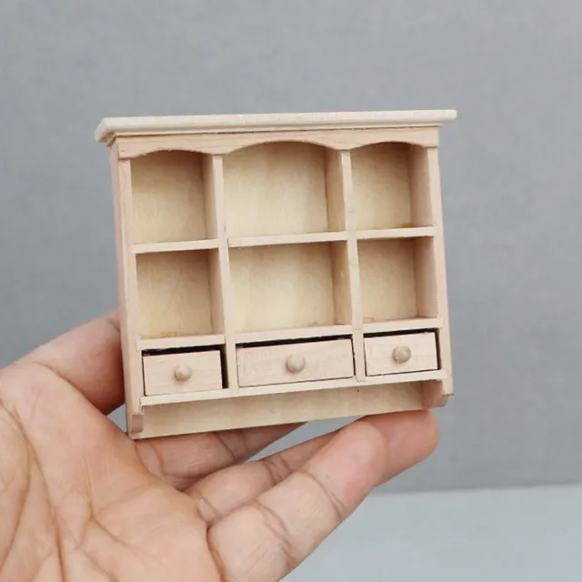 AirAds Dollhouse 1:12 Miniatures Wall Mounted Storage Wood Cabinet Unfinished