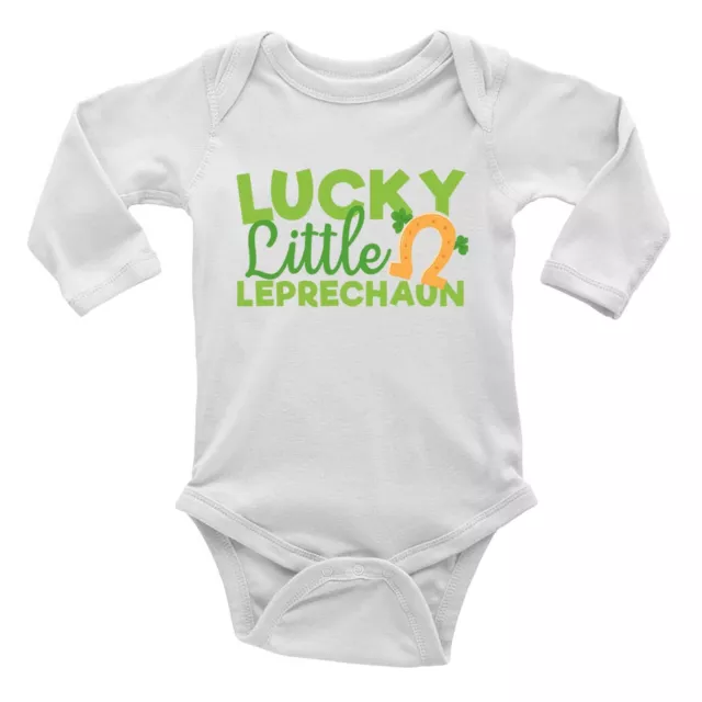 St Patrick's Day Baby Grow Vest Bodysuit Lucky Little Leprechaun Boys Girls L/S